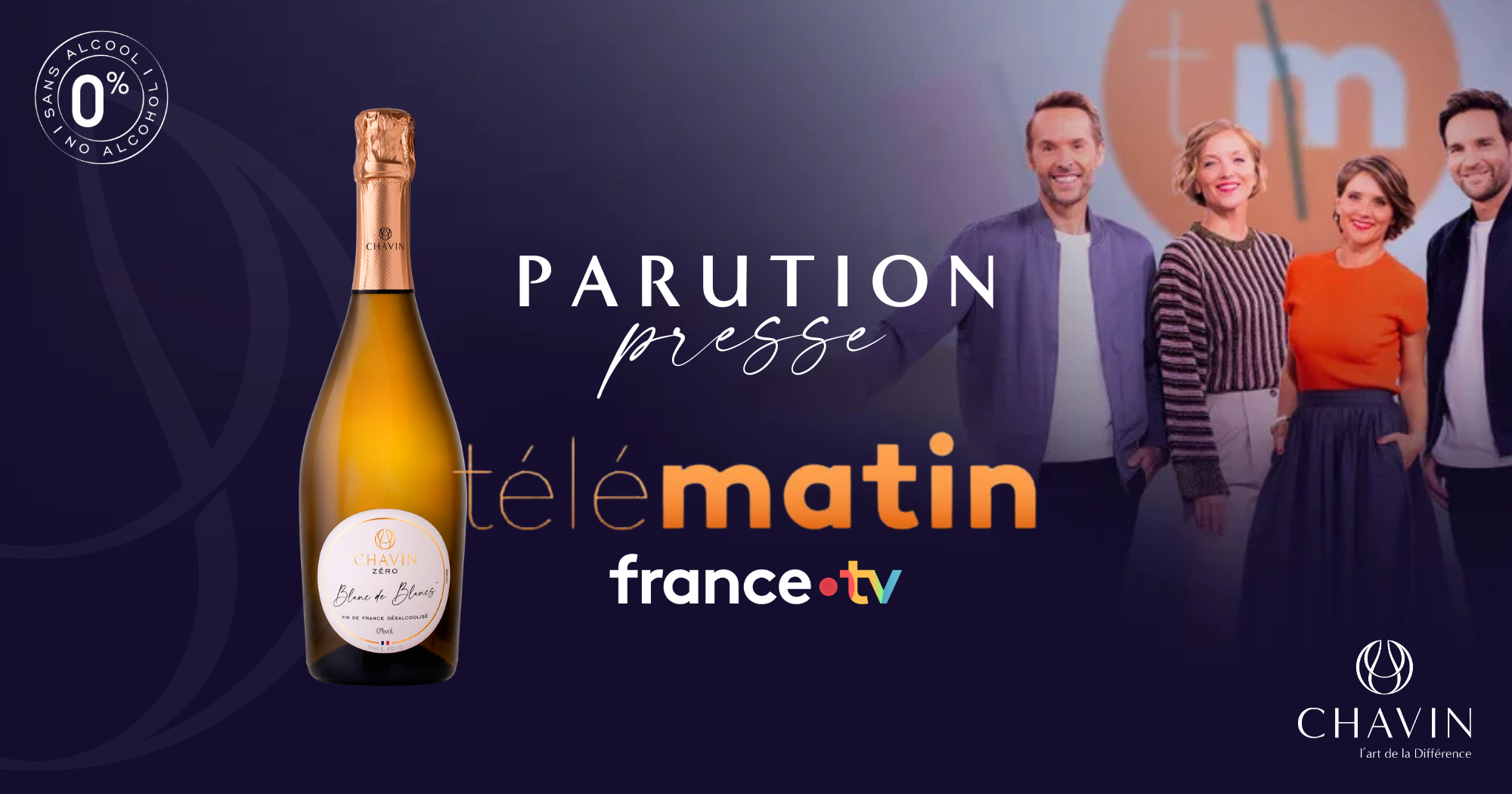 Chavin - Dry January : Chavin Zéro Blanc de Blancs à l’honneur dans Télématin sur France 2
